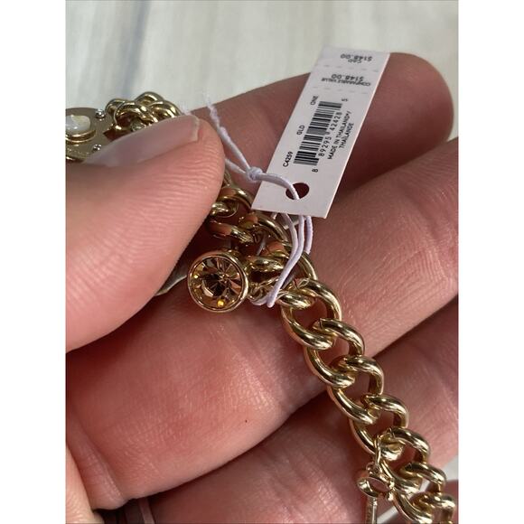 Brand New Coach Pearl Heart Padlock Charm Toggle Bracelet Price Tag $148 - Picture 4 of 9